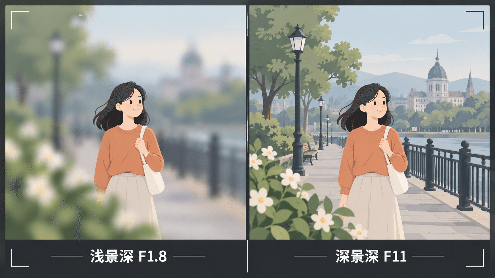 景深对比示意图
